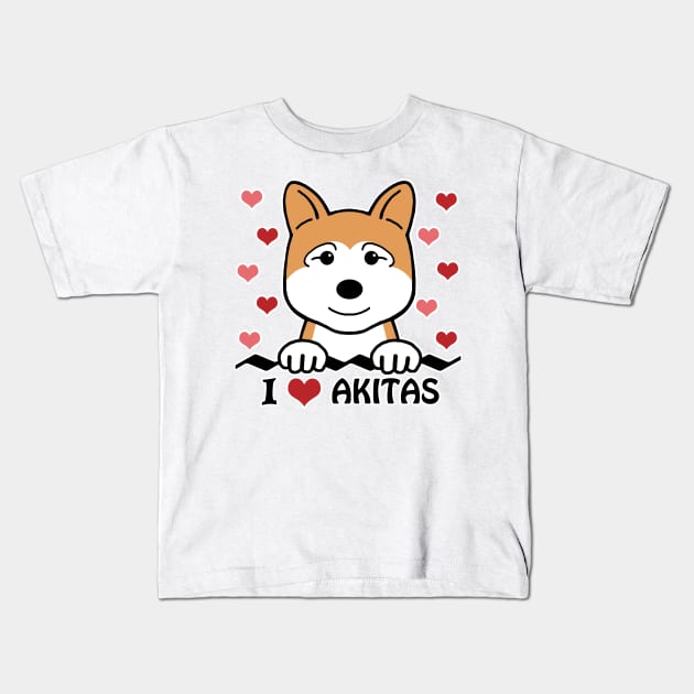 I Love Akitas Kids T-Shirt by AnitaValle